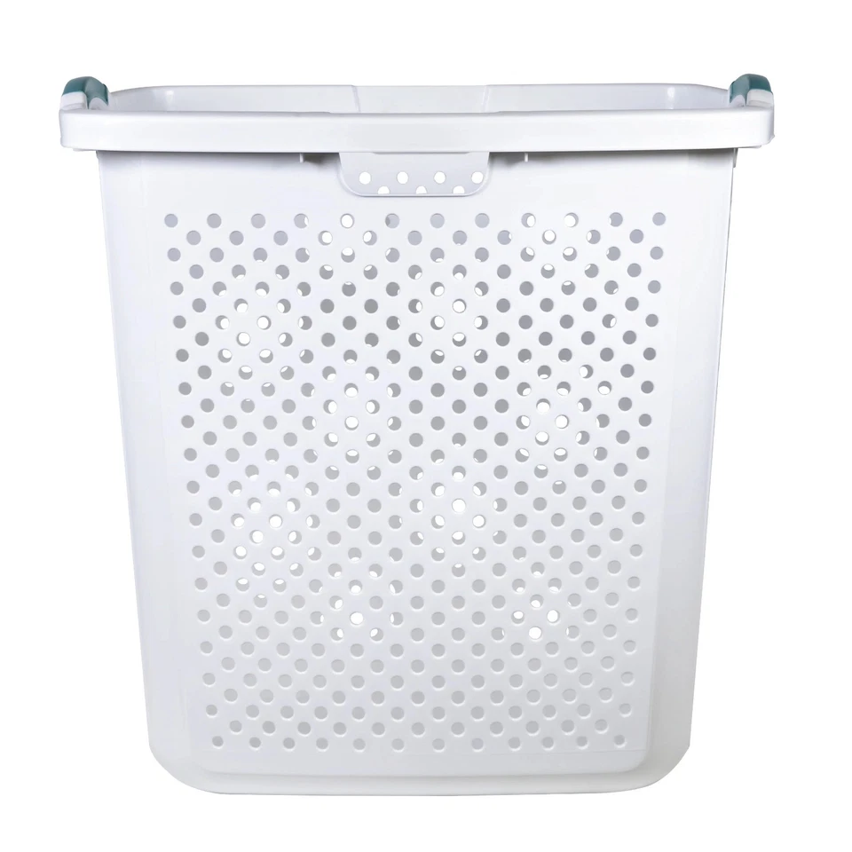 2.5 Bushel Extra Large Plastic Laundry Hamper, White, Adult / Tween - Image 3 of 4