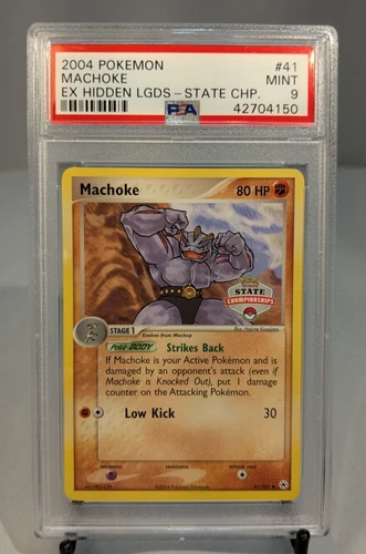 2004 Pokemon EX Hidden Legends Machoke #41 State Championships Promo PSA 9