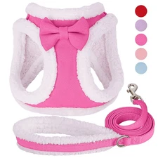 No Pull Small Dog Harness Collar and Leash Set Warm Fleece Puppy Vest Adjustable
