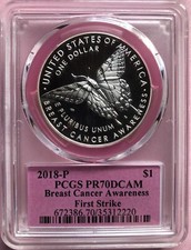 2018 BREAST CANCER AWARENESS Silver Dollar PCGS PR70💥FLAWLESS QUALITY💥