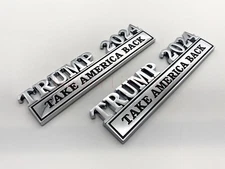 2Pc Trump 2024 Taking America Back Emblem Badge Door Fender Tailgate Chrome
