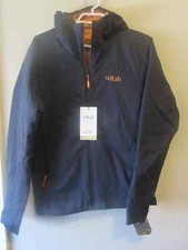 Mens New Rab Xenair Alpine Light Jacket Hoodie Size Large Ebony - Marmalade
