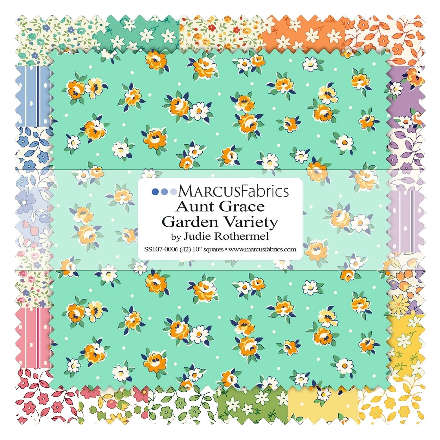 Calico cuadrados de tela artesanal floral