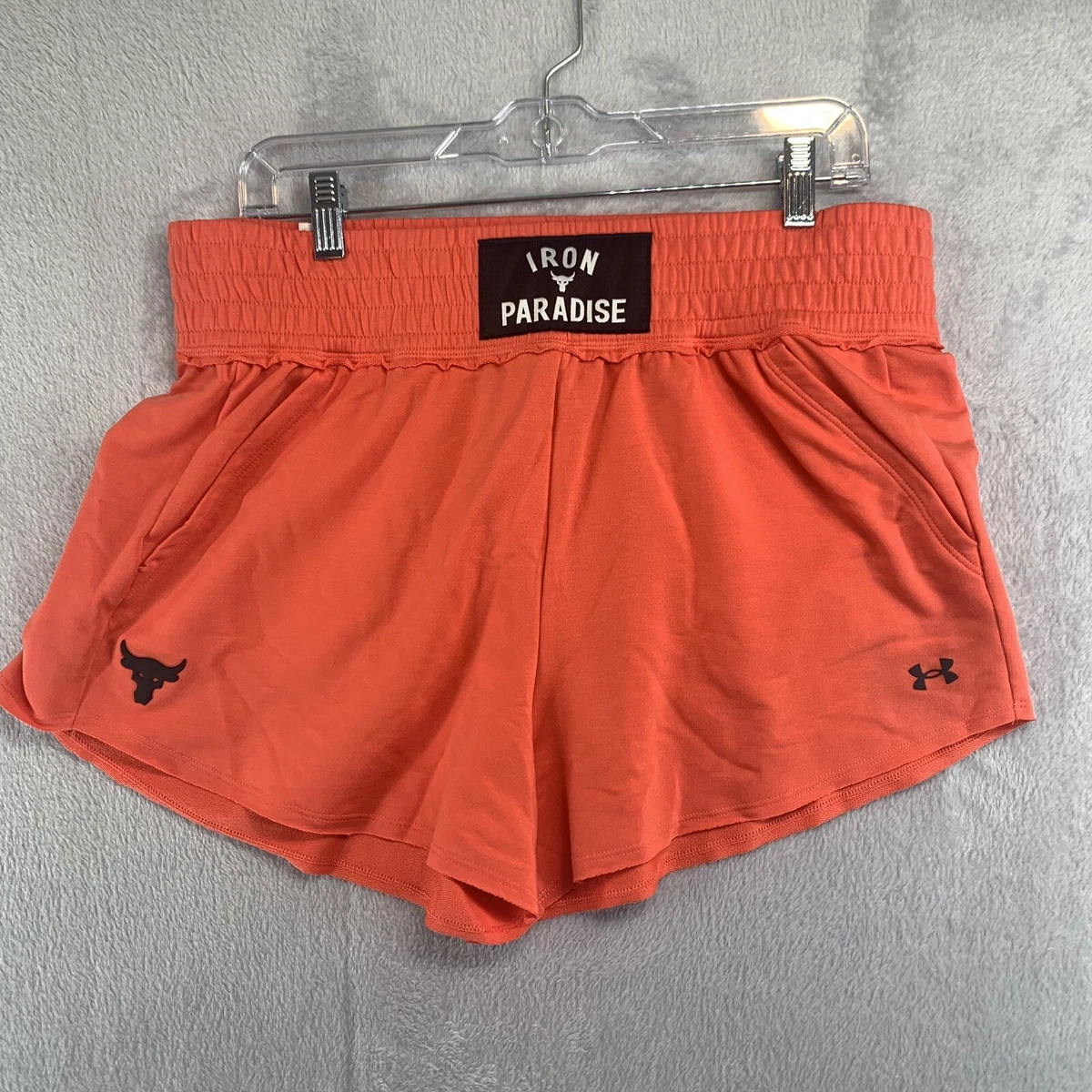 New Womens Under Armour Project Rock Iron Paradise Shorts Size