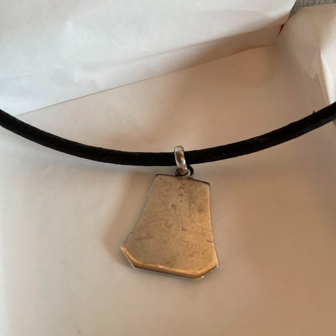 HERMES Touareg Necklace Dark Brown Leather Silver Pendant HERMES Touareg Necklace Dark Brown Leather Silver Pendant