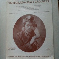 Vintage SHEET MUSIC The Ballad of Davy Crockett, Fess Parker Photo, 1954