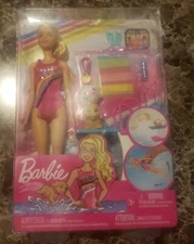 NEW Barbie Dreamhouse Sport Malibu Swim 'n Dive Doll with puppy and accessories