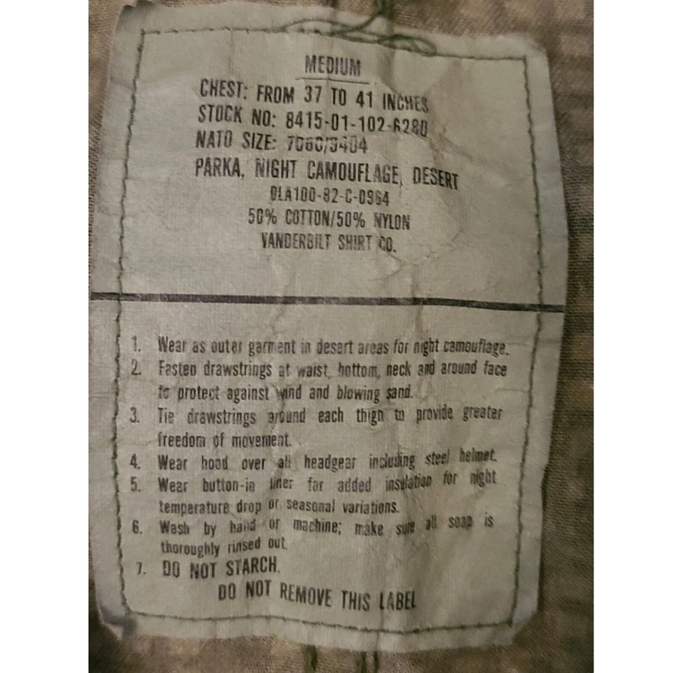 Vintage 1990s US Nato Gulf War Camouflage Desert Night Parka Army  - Image 3 of 4