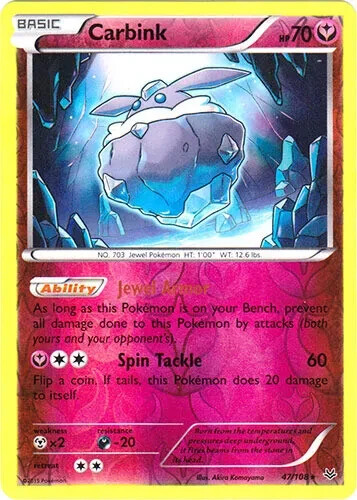 Carbink 47/108 Roaring Skies Reverse Holo Rare Moderate Play Pokemon DNA GAMES