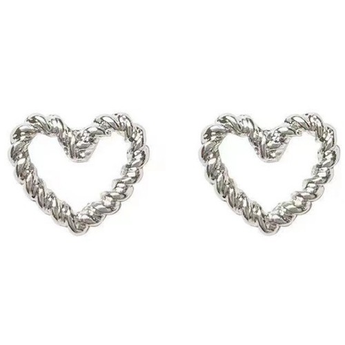 Clip On Earrings Invisible Small Simple Silver Open Heart - Picture 10 of 16