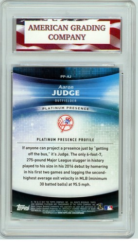 2017 Bowman Platinum Aaron Judge Rookie #PP-AJ AGC 10 Gem Mint New York Yankees - Picture 2 of 2