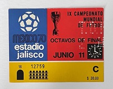 Mexico 1970 World Cup Ticket June 11th England v Czechoslovakia Estadio Jalisco