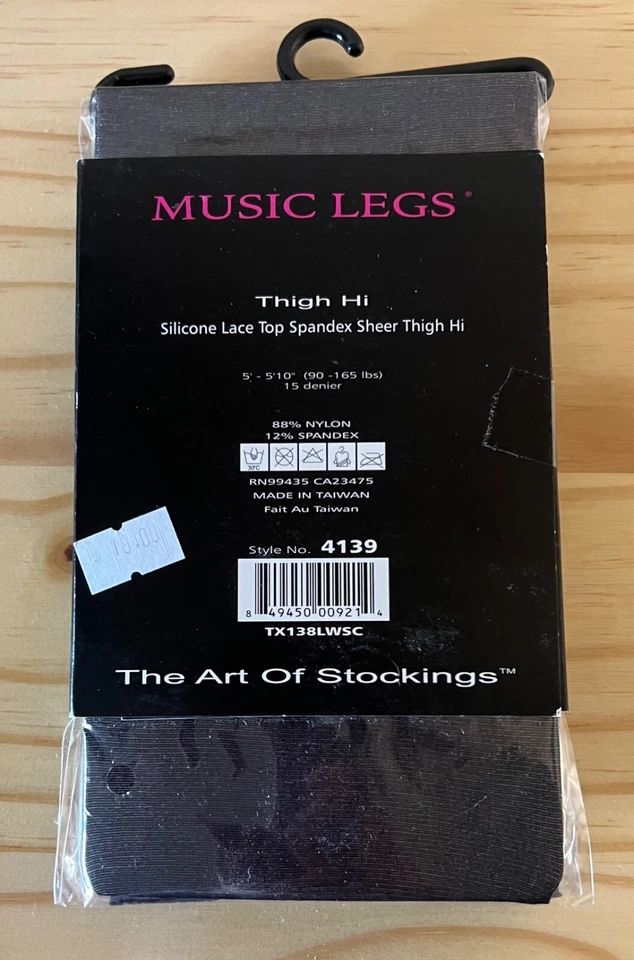Medias Music Piernas Silicona Encaje Top Spandex Transparente Muslo-Alto Talla Única Negro Foto 2 de 2