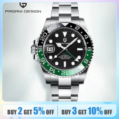 PD-1662 Luxus GMT Herren Mechanische Armbanduhr Saphirglas Edelstahl 100M