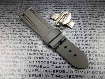 24mm Black Rubber Diver Strap Deployment Buckle Watch Band for PANERAI 1950 x1 B