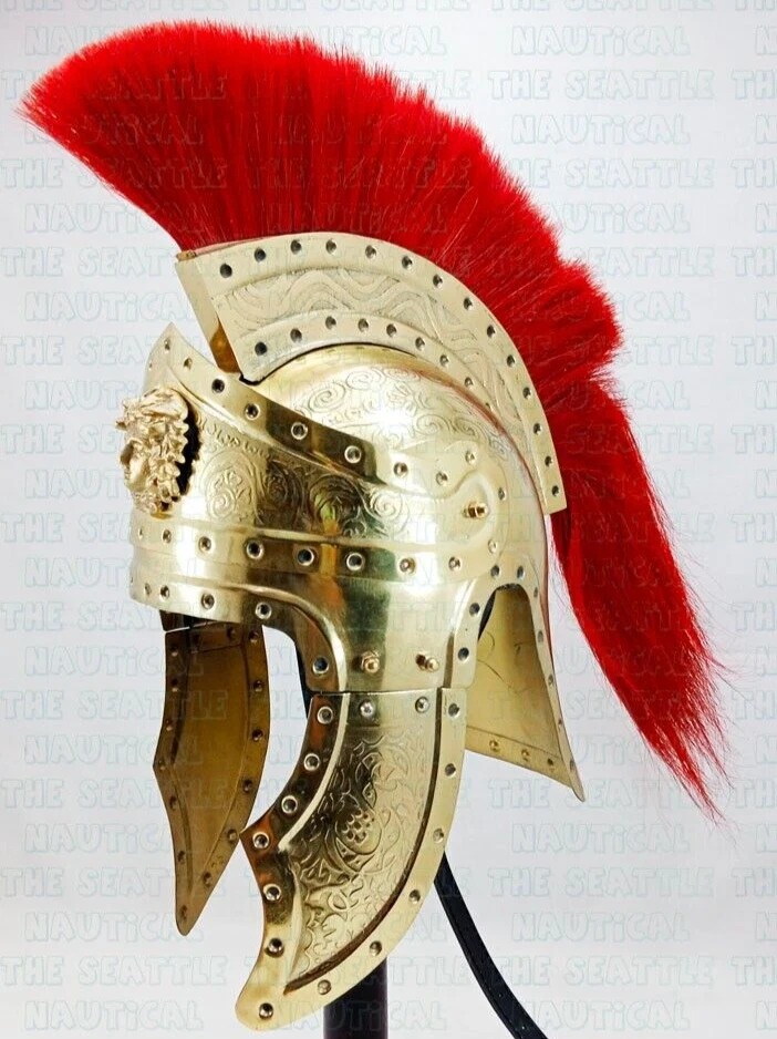Casco Pretoriano de la Guardia Romana Imperial Hecho a Mano con Pluma Roja Regalo de Navidad Foto 4 de 4