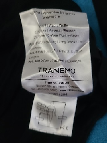 Tranemo Advanced Workwear Wool Flame Retardant T-shirt Long Sleeve Base Layer - Picture 6 of 9