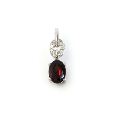 1,1 ctw natürlicher roter Granat Diamant massiv 14k Weißgold kleiner Tropfen Anhänger 0,71''
