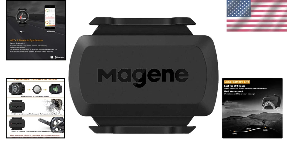 Sensore RPM ciclismo avanzato - Bluetooth/ANT+ con batteria e magnete inclusi - Immagine 2 di 4