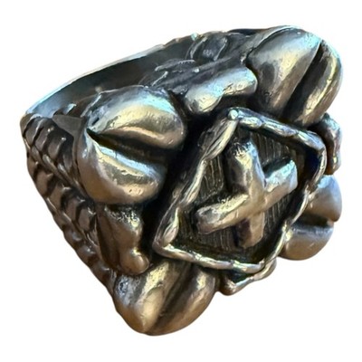 Dian Malouf Cross Ring Sterling Silver Sz 8 Heavy 30 Grams Vintage Y2K 2001
