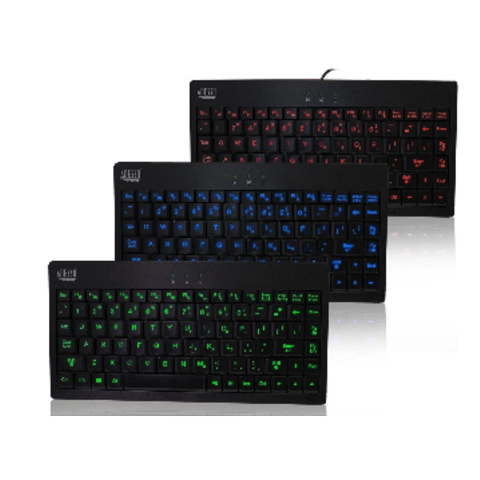 Adesso AKB-110EB Keyboard USB SlimTouch 110 3-Color Illuminated Mini Retail - Image 2 of 4