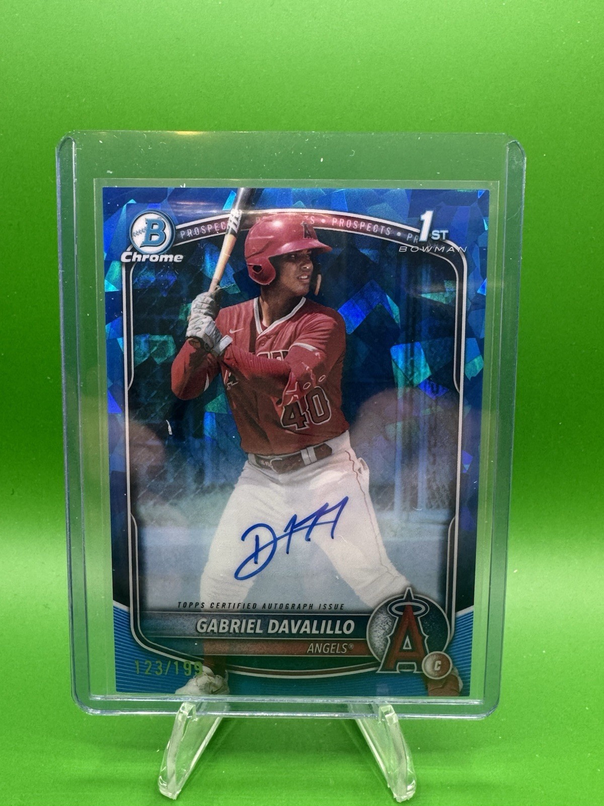 2025 BOWMAN CHROME SAPPHIRE 1ST GABRIEL DAVALILLO 123/199 AUTO SP LOS ANGELES
