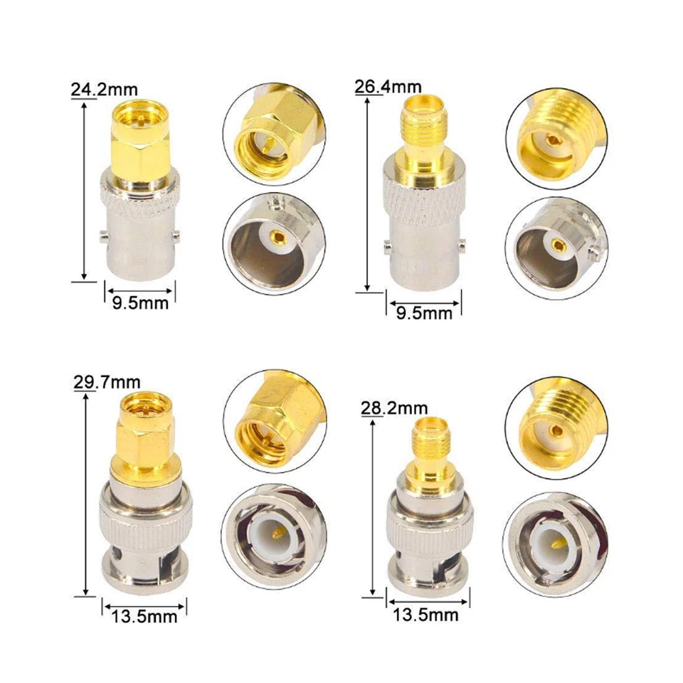 16PCS BNC to SMA Type Male Female RF Connector Adapter Test Converter KitqCKl - Image 3 of 4
