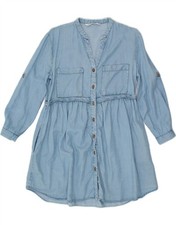 ZARA Womens 3/4 Sleeve Shirt Dress UK 14 Medium Blue TQ07