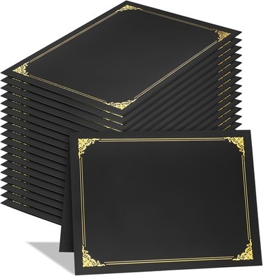25 Packs Certificate Holders, Black Certificate Covers, Diploma Holders,