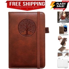 Small Pocket Notebook, Leather Journal Mini Brown