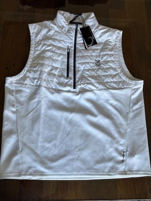 NWT MEN'S ZERO RESTRICTION Z610 1/4 ZIP VEST, SIZE: 2XL, COLOR: WHITE (M3.7)