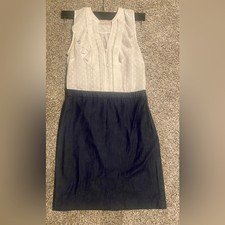 Loft White and Denim Sleeveless Midi Dress size 4