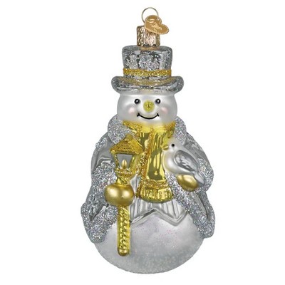 Old World Christmas STERLING SNOWMAN (24245) Glass Ornament w/ OWC Box