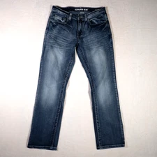 Flypaper Blue Men's Blue Jeans Straight 30x30 Whiskers Cross Pocket