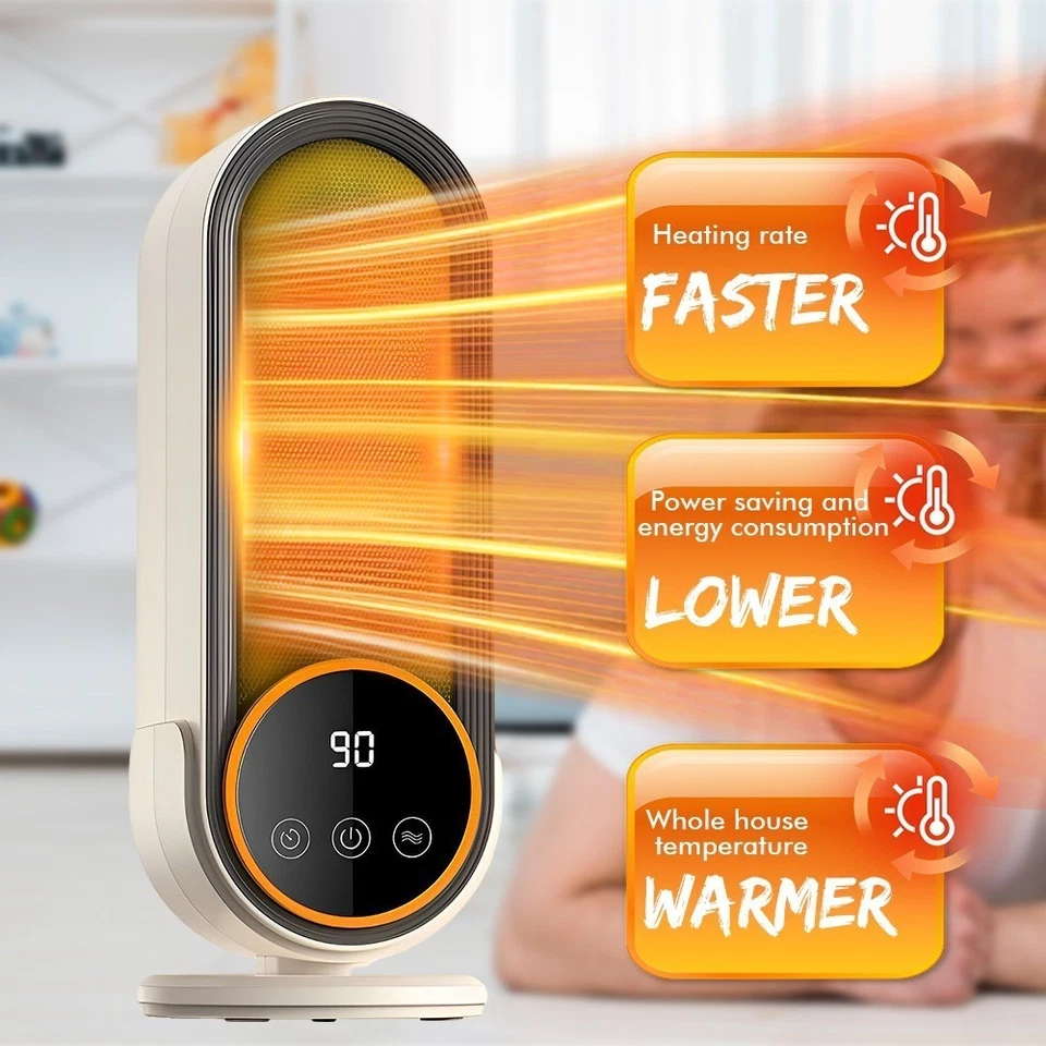 2 PIEZAS Calentador de Espacio Portátil Calentador de Cerámica Eléctrico Termostato Temporizador con Control Remoto EE. UU. Foto 3 de 4