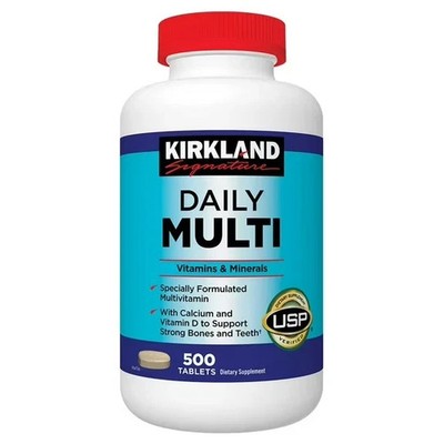 Kirkland Daily Multi, 500 Tablets, Multivitamin, With Calcium & Vitamin D, - USP