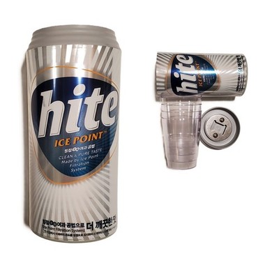 Korean Hite Beer Promo Secret Storage Can, 4 To-Go Party Cups w/ Bottle Opener