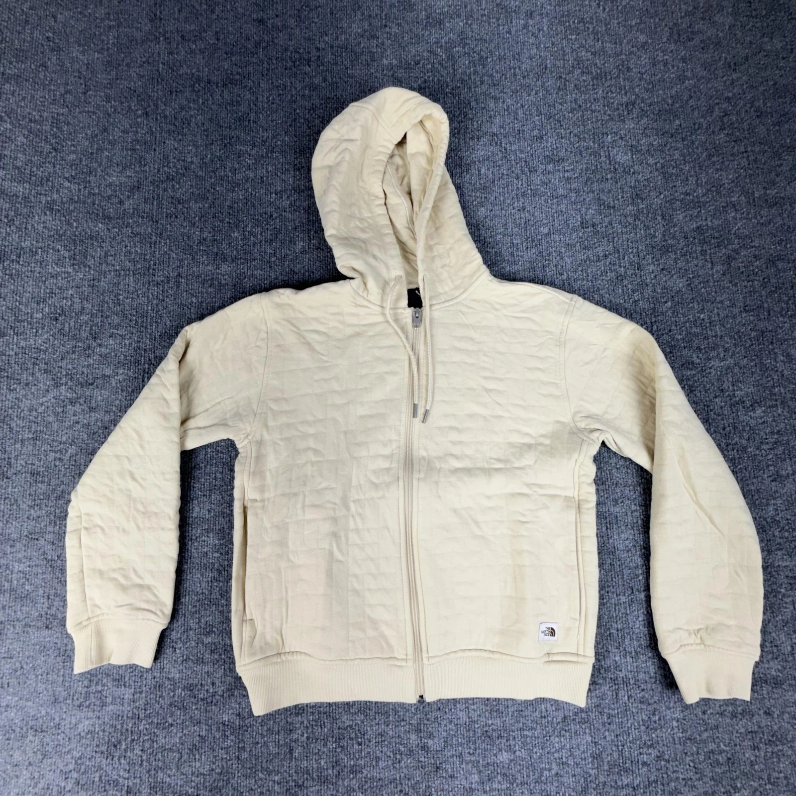 The North Face Hoodie Womens Small White Quilted Full Zip Sweatshirt Insulated
