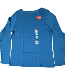 HANES ACTIVE WEAR Blue/Green Long Sleeve Shirt Women’s Size M L & XL NEW