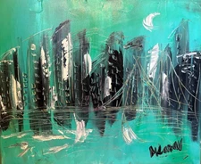 NEW YORK  LIGHT Modern Abstract   Original Oil Painting  IMPRESSIONIST