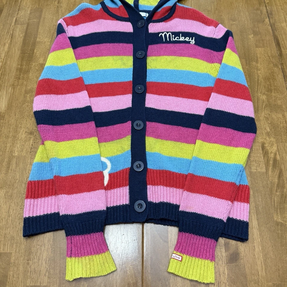 Walt Disney World Mickey striped cardigan womens large embroidered preppy hoodie - Image 3 of 4