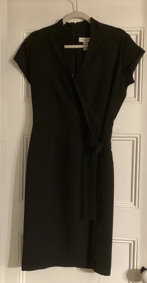 Vestido envolvente sintético con cuello en V negro Amanda Smith para mujer talla 8 Foto 4 de 4