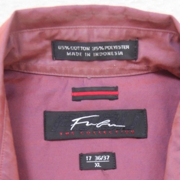 Camisa de Vestir Fubu Púrpura Bolsillo XL X-Large Manga Larga 17 36/37 Algodón Poli 1-47 Foto 4 de 4