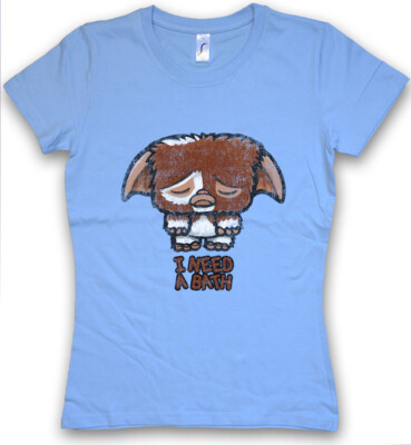I NEED A BATH DAMEN T-SHIRT Fun Gremlin Gremlins Symbol Fun Mogwai Gizmo Sign