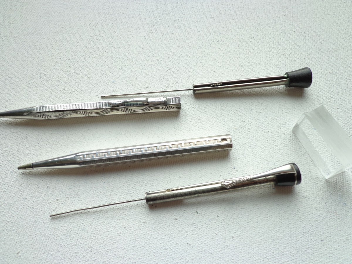 Antique 1900s Mechanical Propelling Pencil Silver 830 and 800 SET