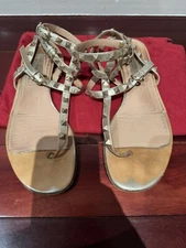 VALENTINO ROCKSTUD SANDALS GOLD SIZE 38 GOOD CONDITION 