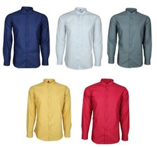 MENS GRANDAD COLLARLESS LONG SL FORMAL CASUAL DRESS PARTY SHIRT FROM £10.99 (501