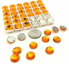 12 Pieces, Swarovski Sew On Flat-Backs, 10mm Sun F #3200