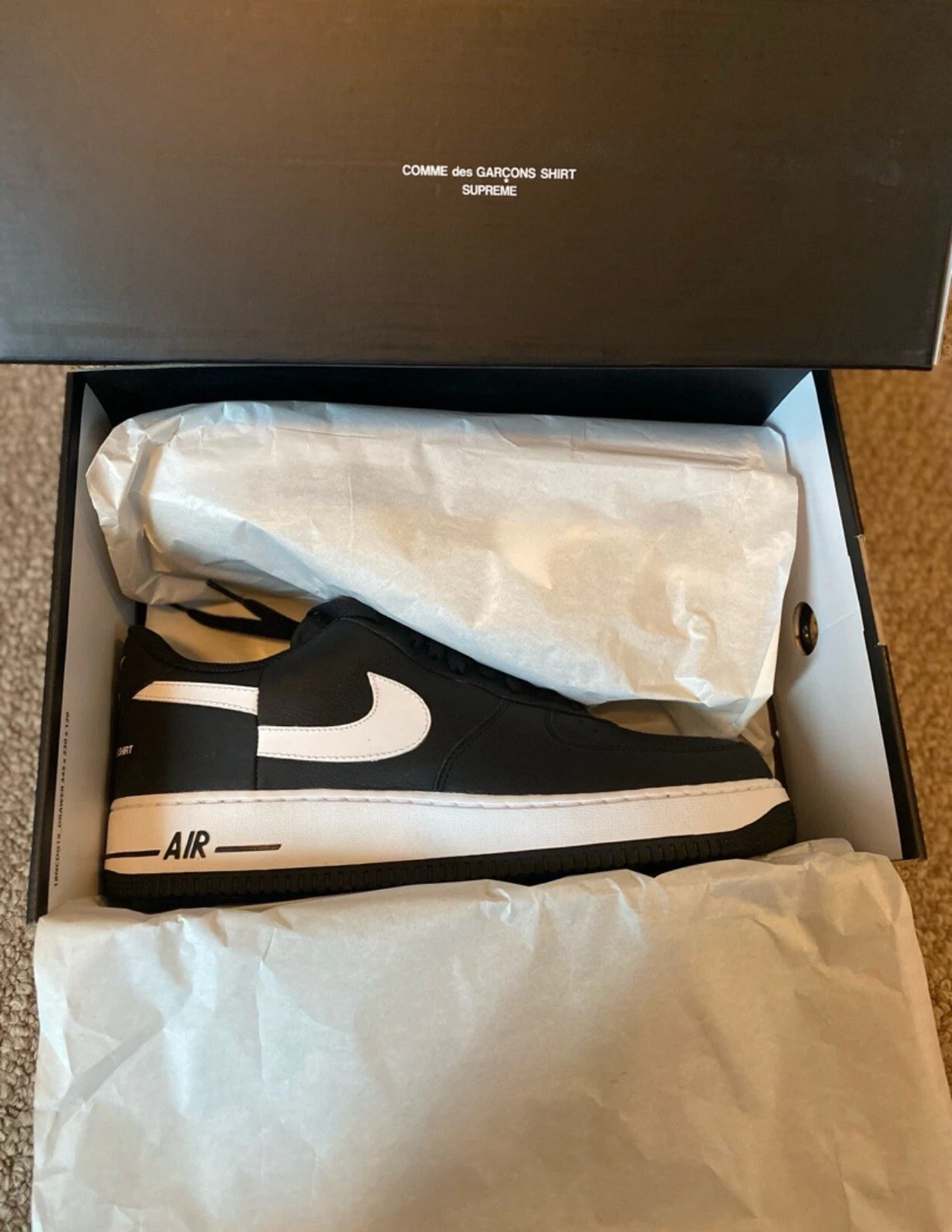 Taille 12   Nike Supreme x Comme des Garçons x Air Force 1 Bas Noir
