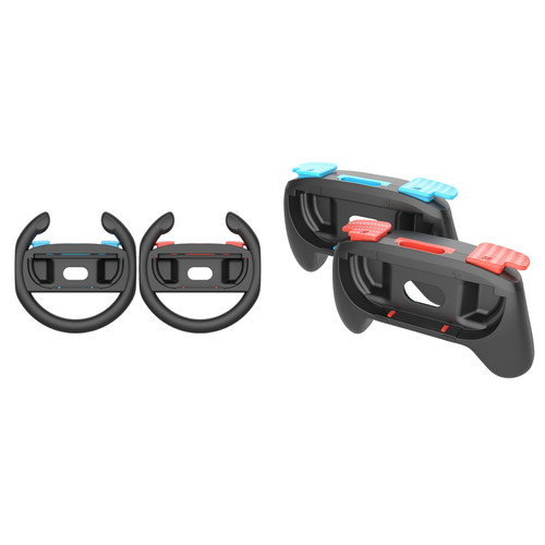2Pcs Racing Steering Wheels for Switch 2 Handle Grips (Black Red Black ...